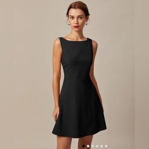 RIHOAS Black Boat Neck High Waisted Mini Dress